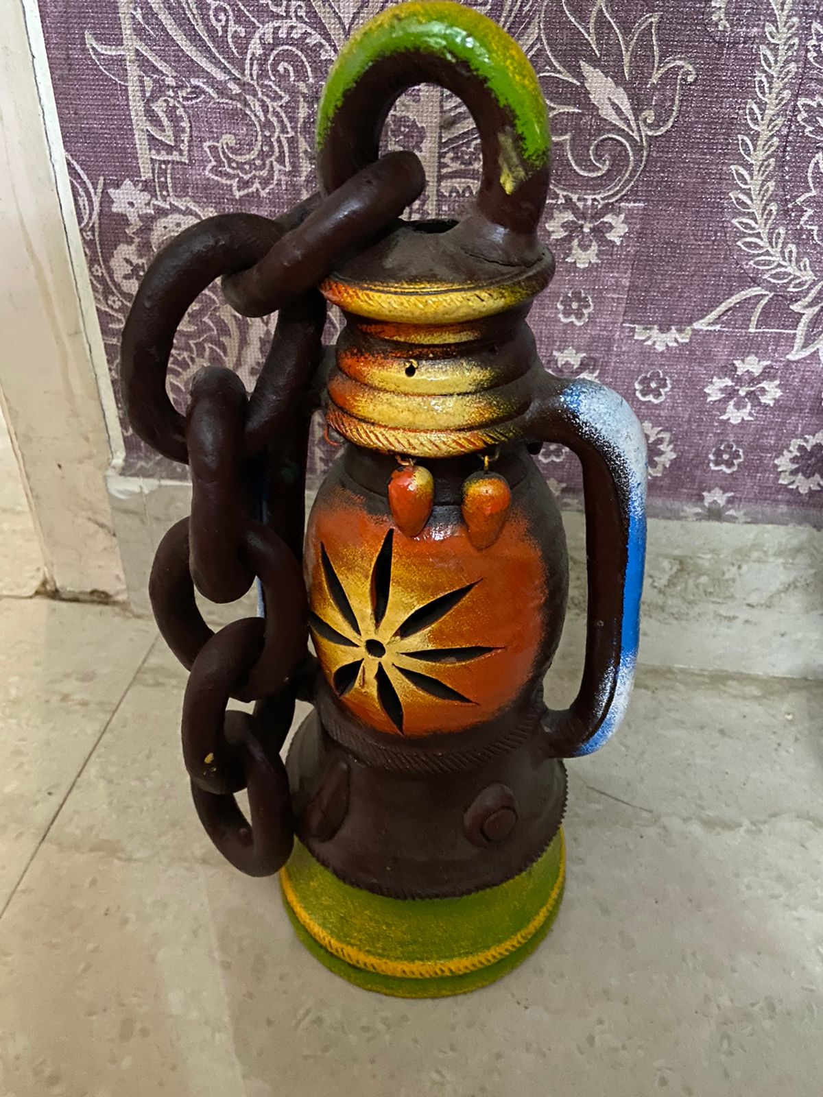 Decorative colorful clay lantern